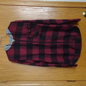 Straight Faded Large Men's black dark red zippered hoodie shirt casual Quality